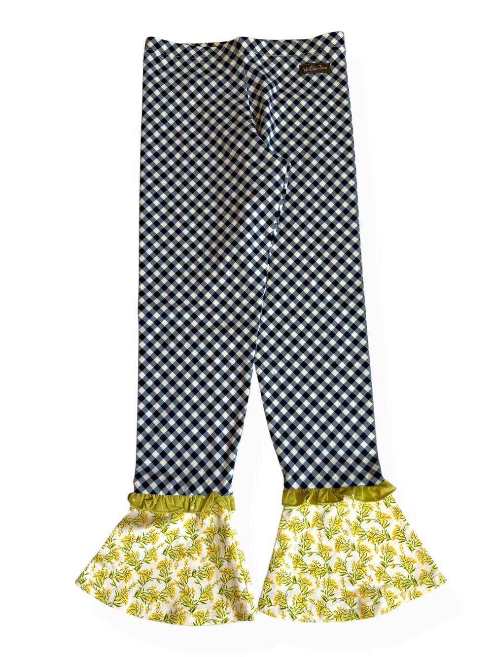NWT Matilda Jane Girls 8 Enchanted Garden Inner Artist Blue Gingham Leggings
